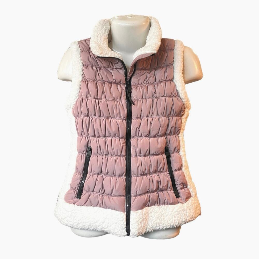 Calvin Klein Performance Women's Mauve Pink Faux Fur Trim Full Zip Pockets SZ M